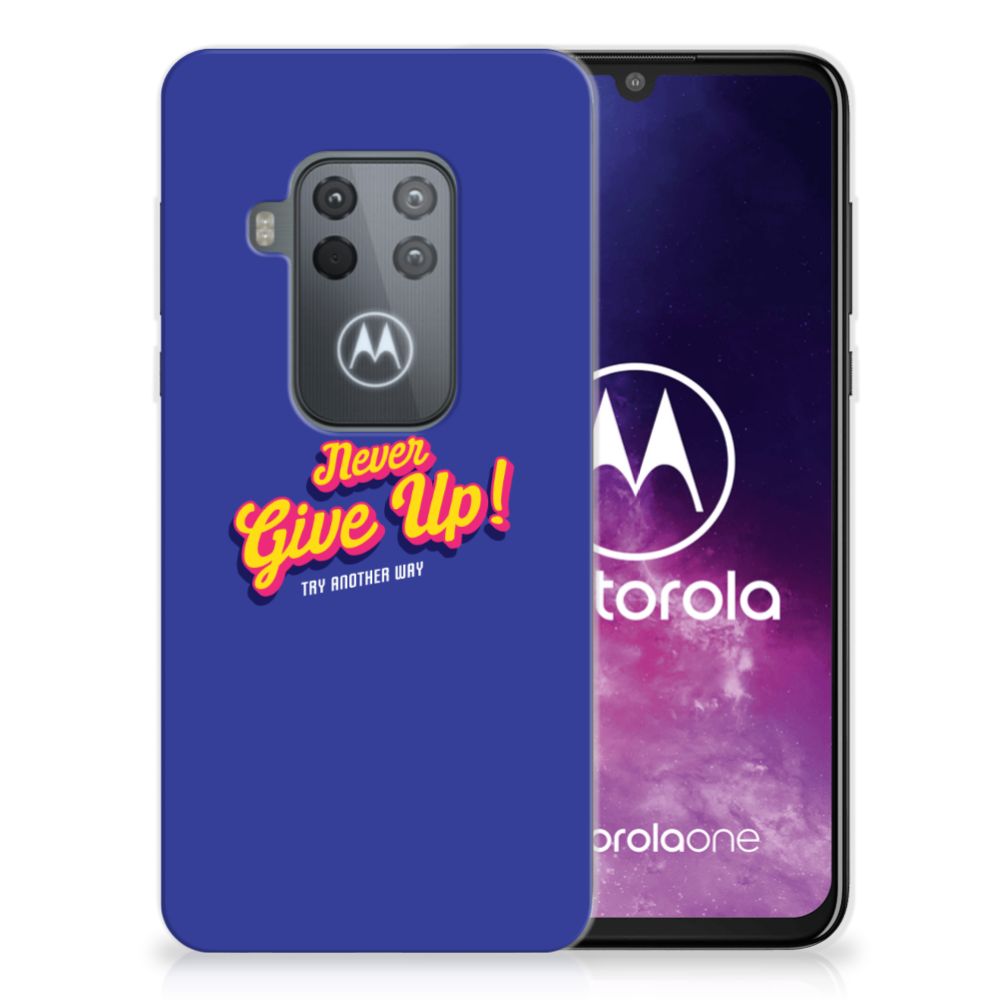 Motorola One Zoom Siliconen hoesje met naam Never Give Up