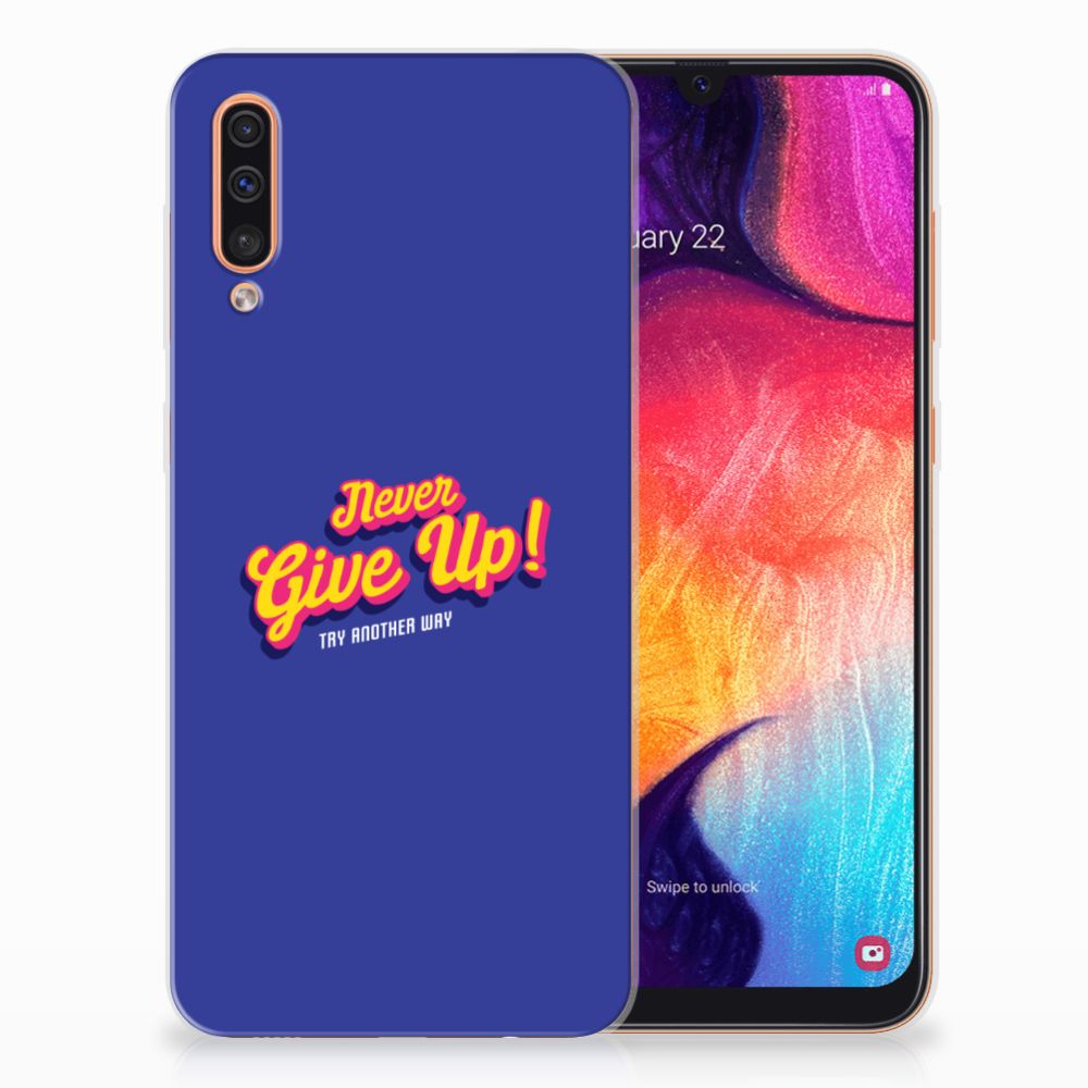 Samsung Galaxy A50 Siliconen hoesje met naam Never Give Up
