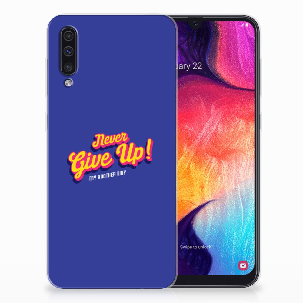 Samsung Galaxy A50 Siliconen hoesje met naam Never Give Up