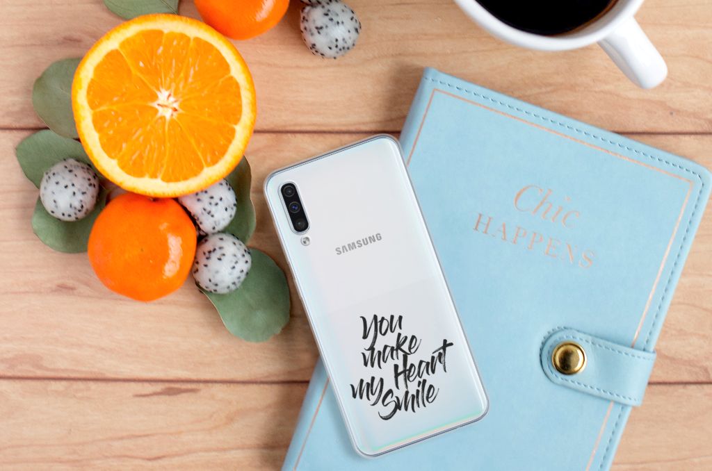 Samsung Galaxy A50 Siliconen hoesje met naam Heart Smile