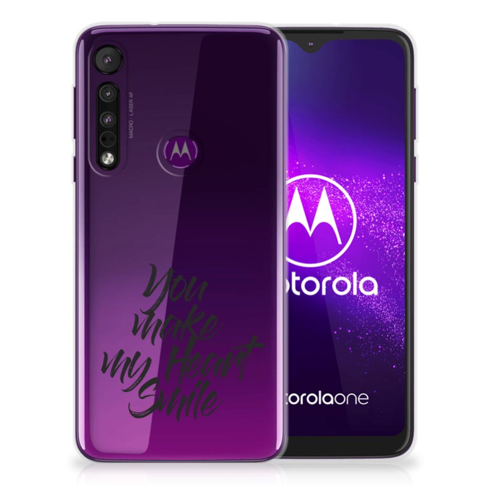 Motorola One Macro Siliconen hoesje met naam Heart Smile