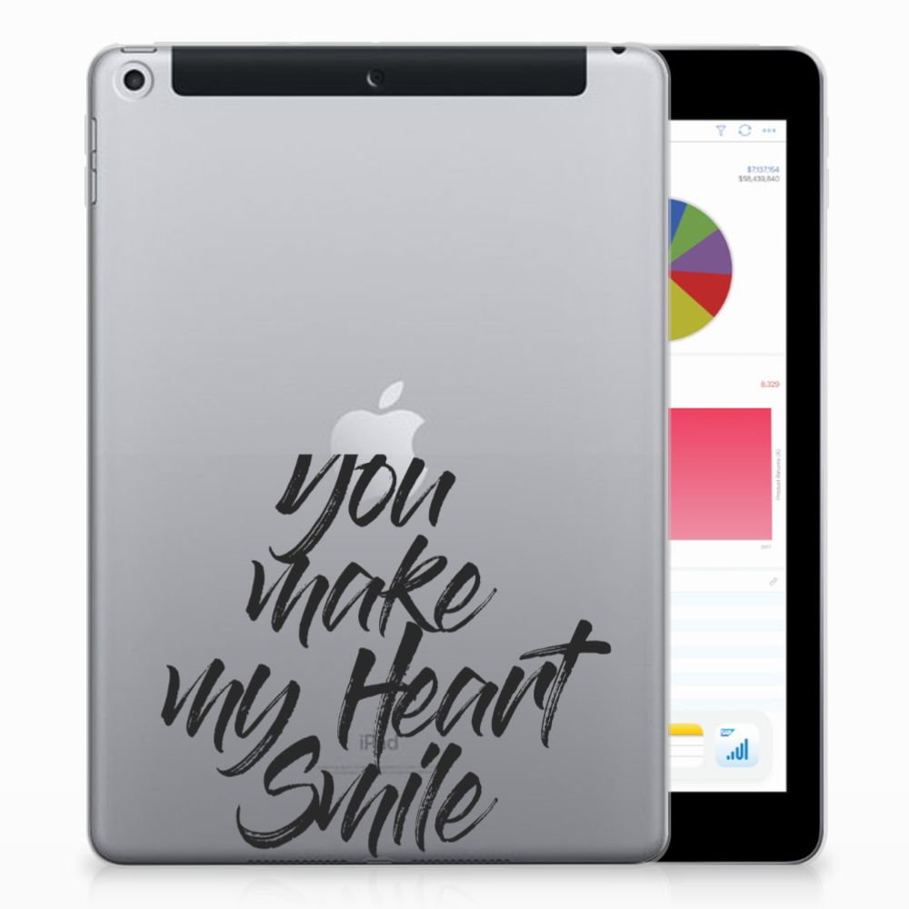 Apple iPad 9.7 2018 | 2017 Back cover met naam Heart Smile