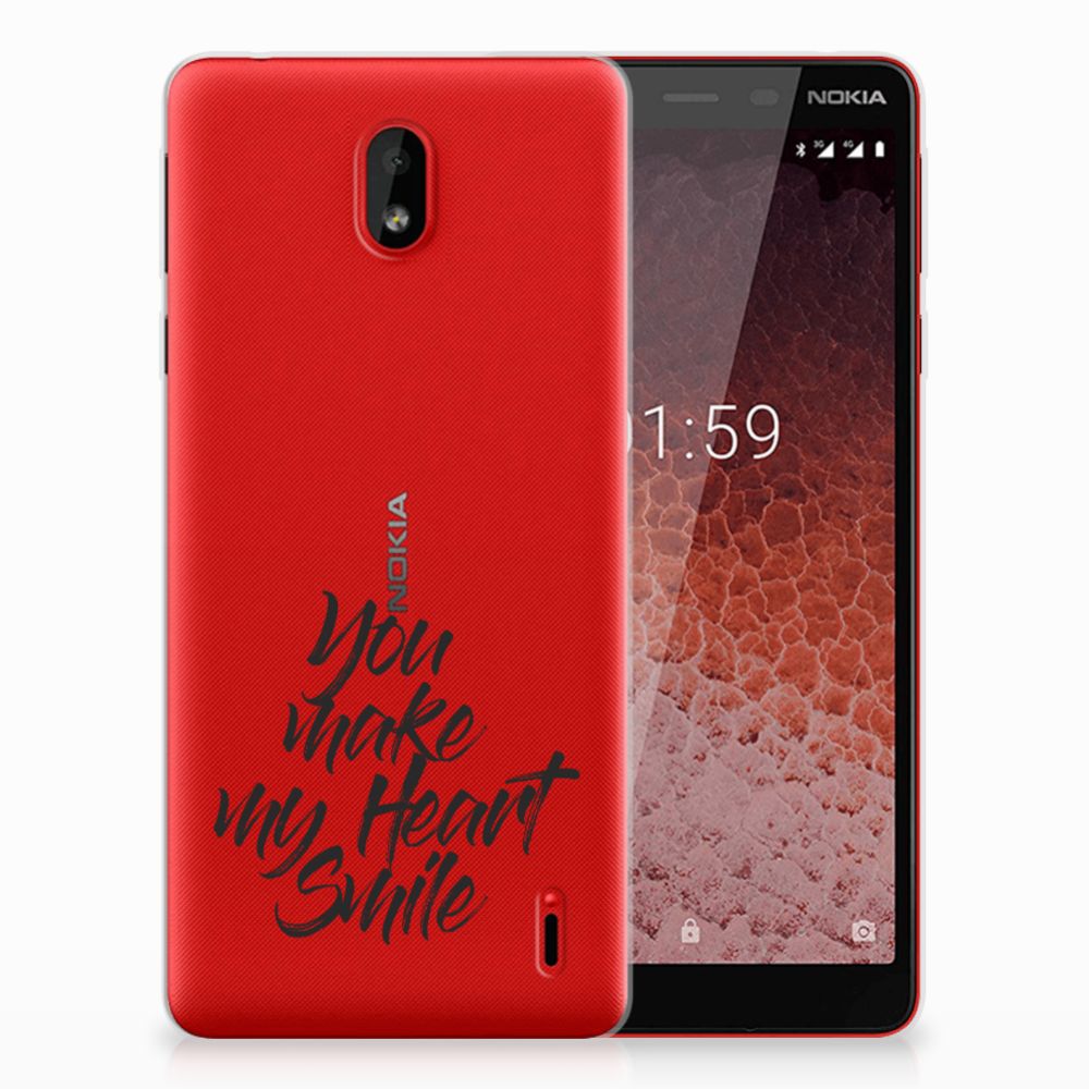 Nokia 1 Plus Siliconen hoesje met naam Heart Smile