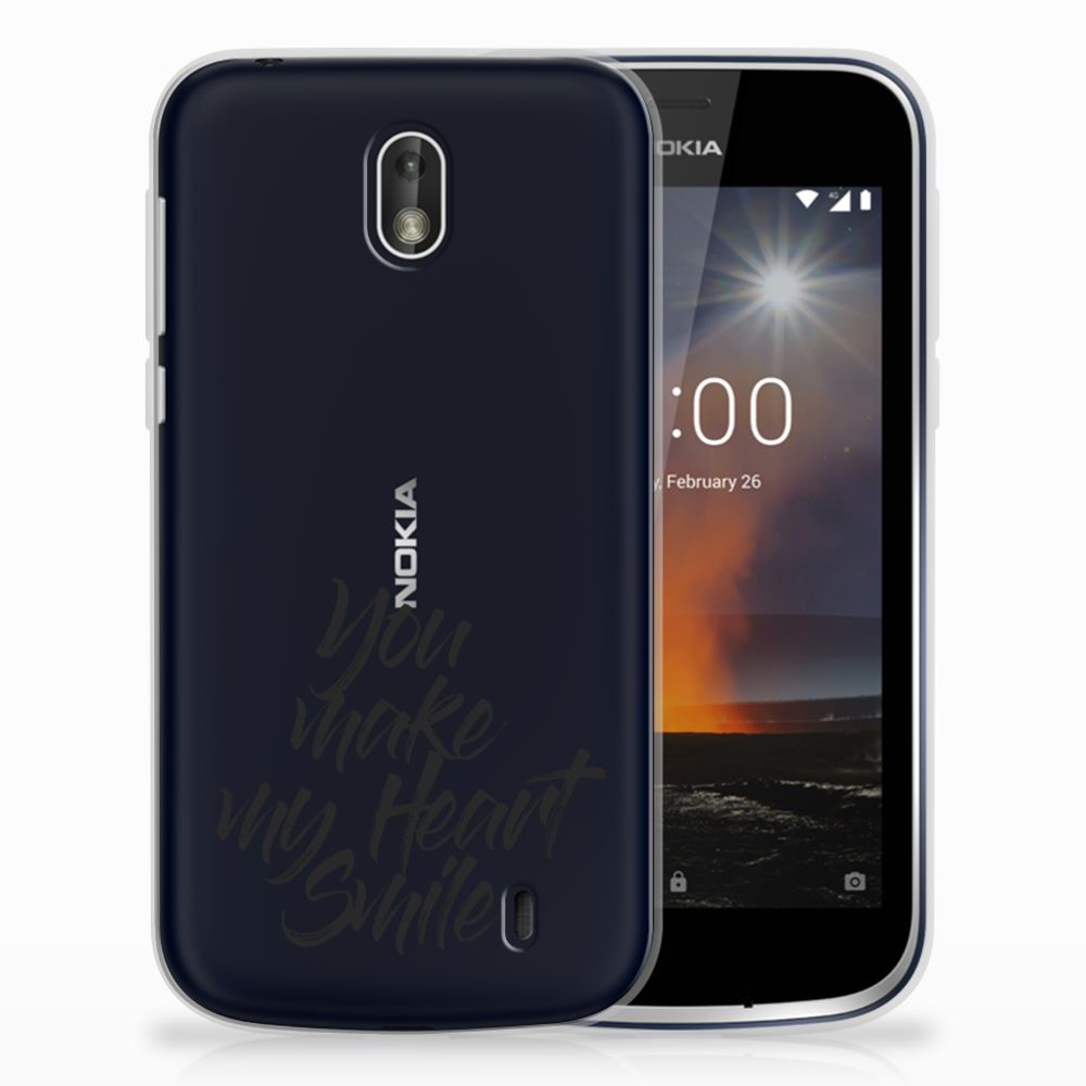Nokia 1 Siliconen hoesje met naam Heart Smile