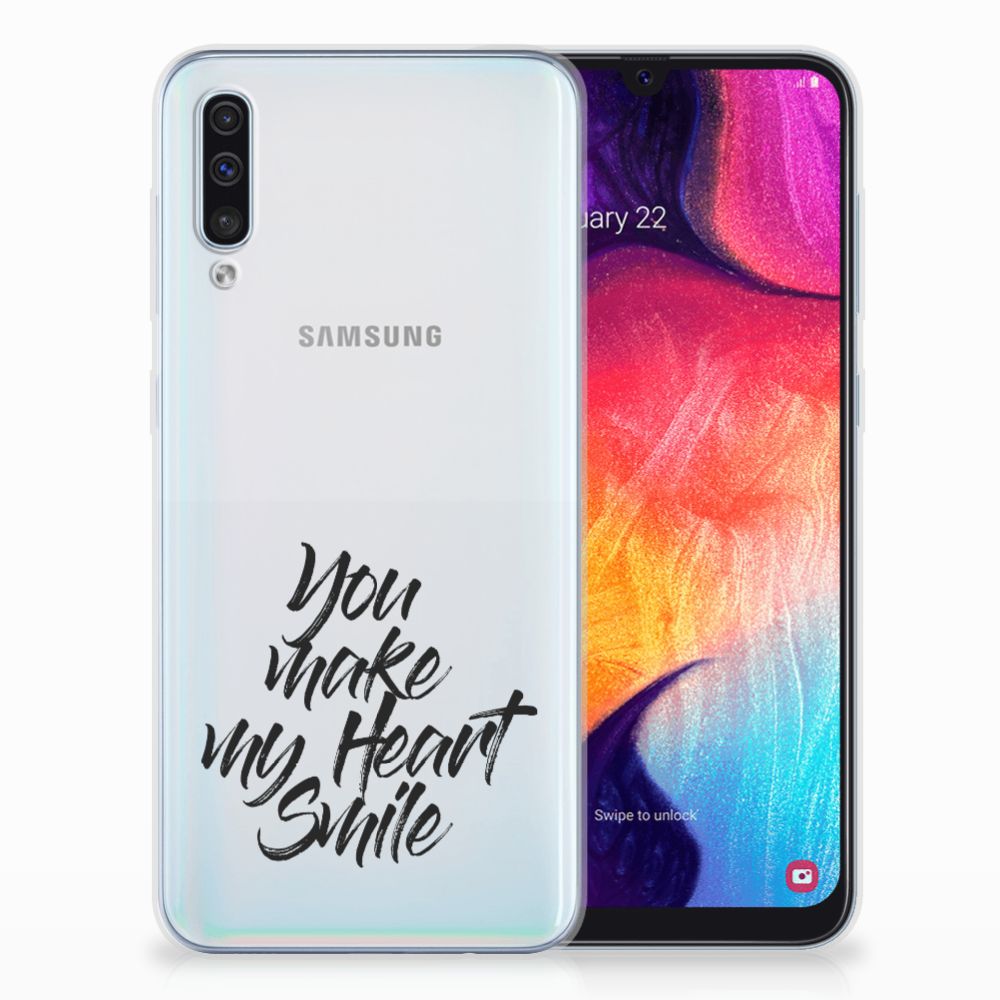 Samsung Galaxy A50 Siliconen hoesje met naam Heart Smile