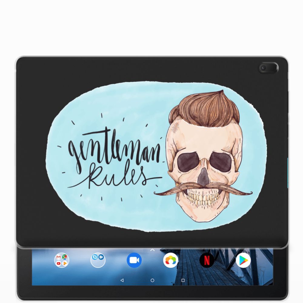 Lenovo Tab E10 Uniek Tablethoesje Gentleman Skull