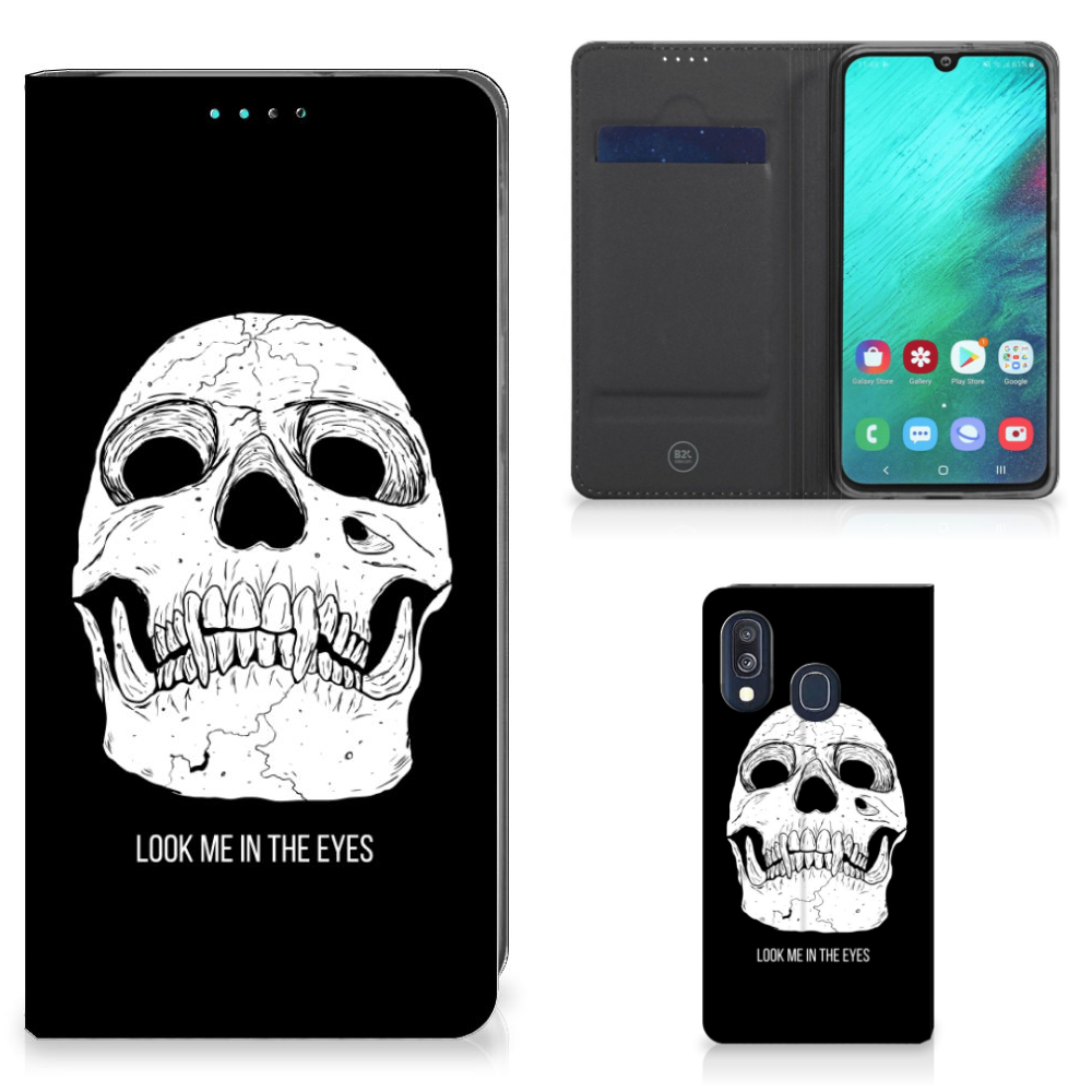 Mobiel BookCase Samsung Galaxy A40 Skull Eyes