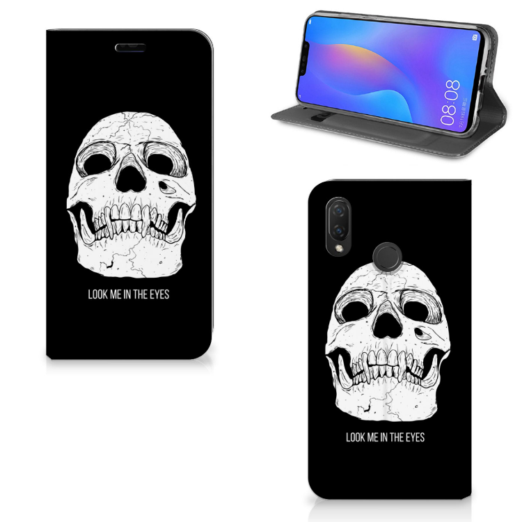 Mobiel BookCase Huawei P Smart Plus Skull Eyes