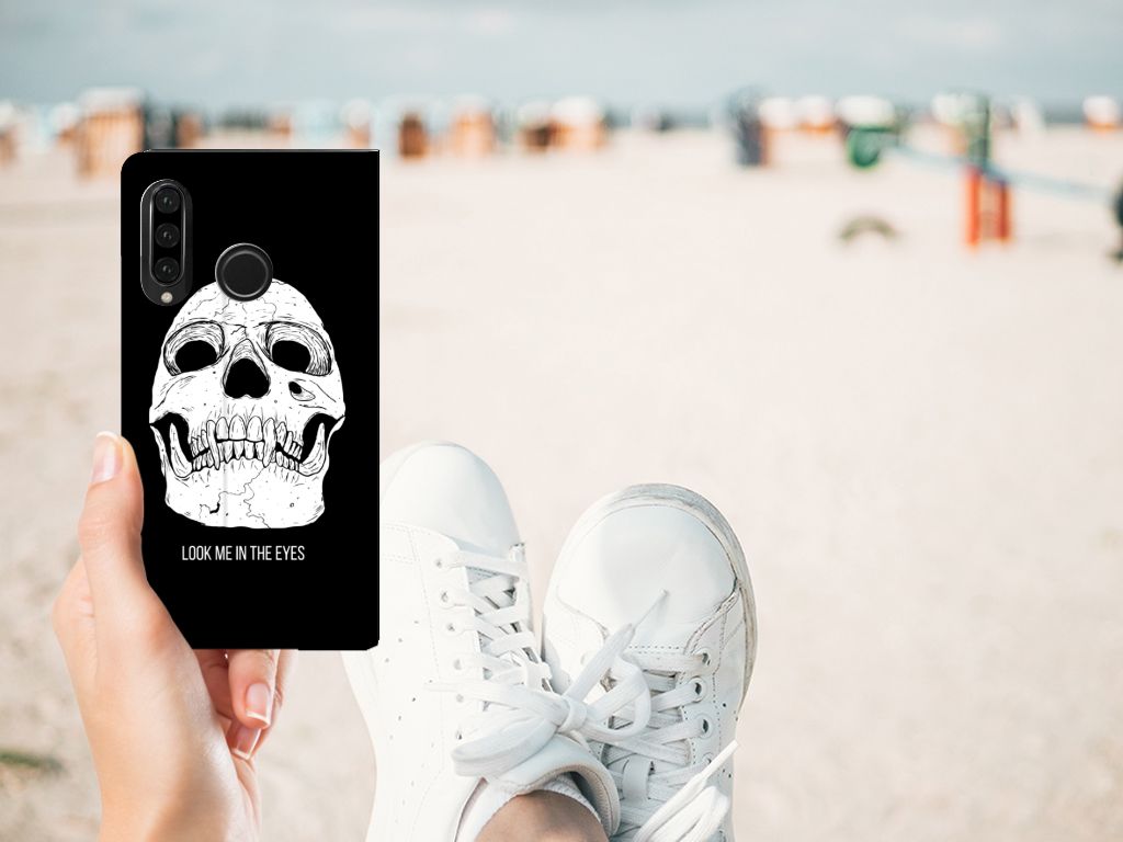 Mobiel BookCase Huawei P30 Lite New Edition Skull Eyes