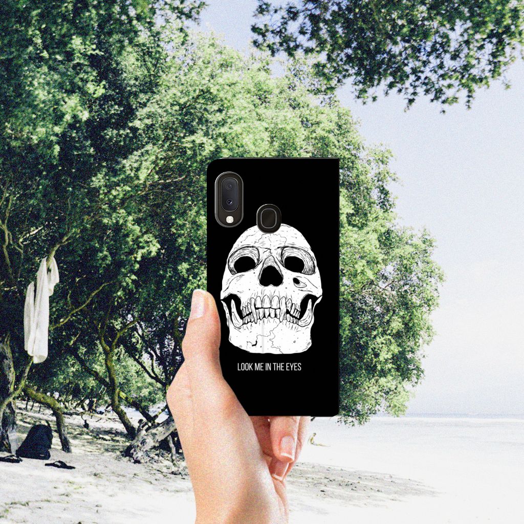 Mobiel BookCase Samsung Galaxy A20e Skull Eyes