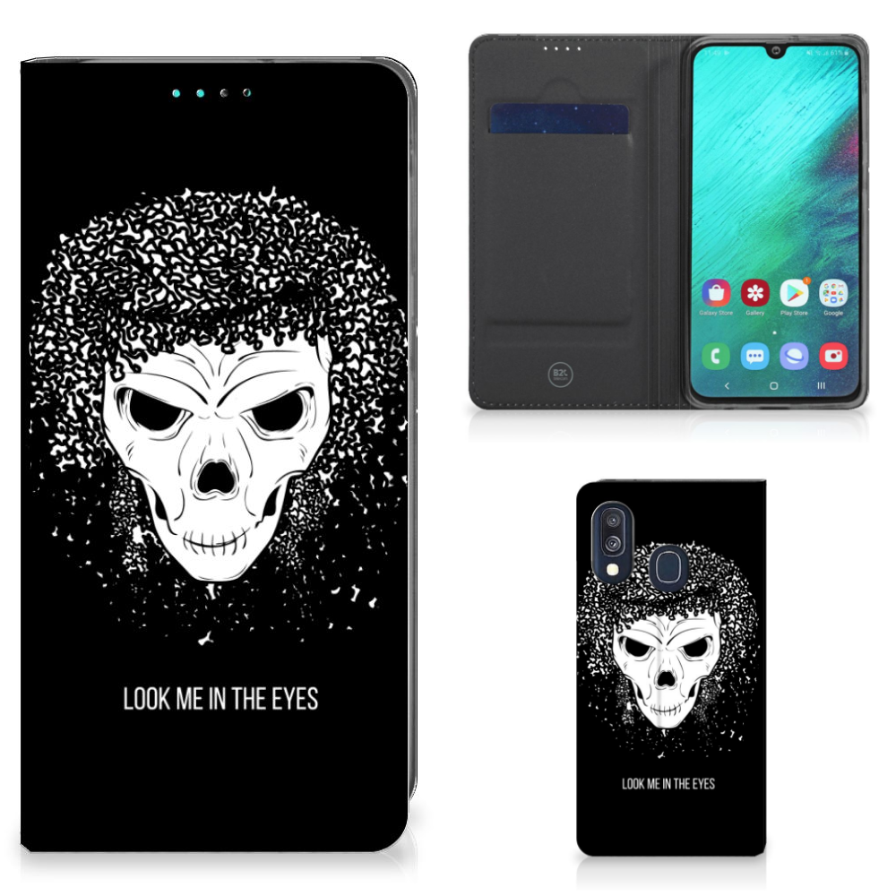 Mobiel BookCase Samsung Galaxy A40 Skull Hair