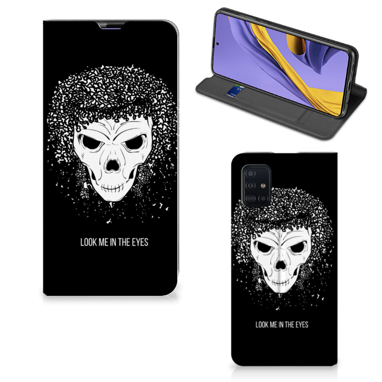 Mobiel BookCase Samsung Galaxy A51 Skull Hair