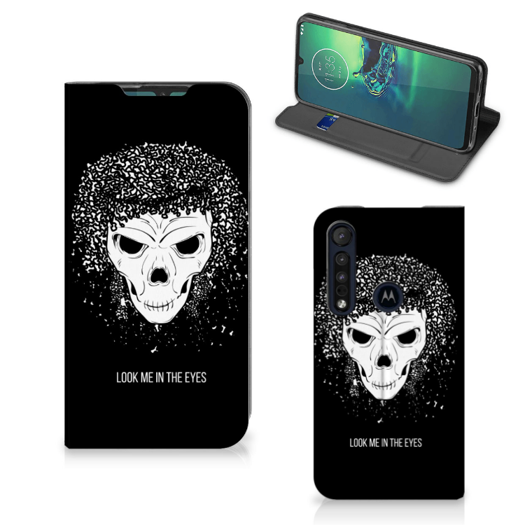 Mobiel BookCase Motorola G8 Plus Skull Hair