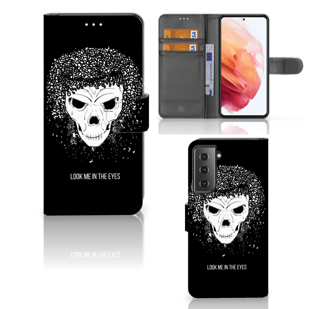 Telefoonhoesje met Naam Samsung Galaxy S21 Skull Hair