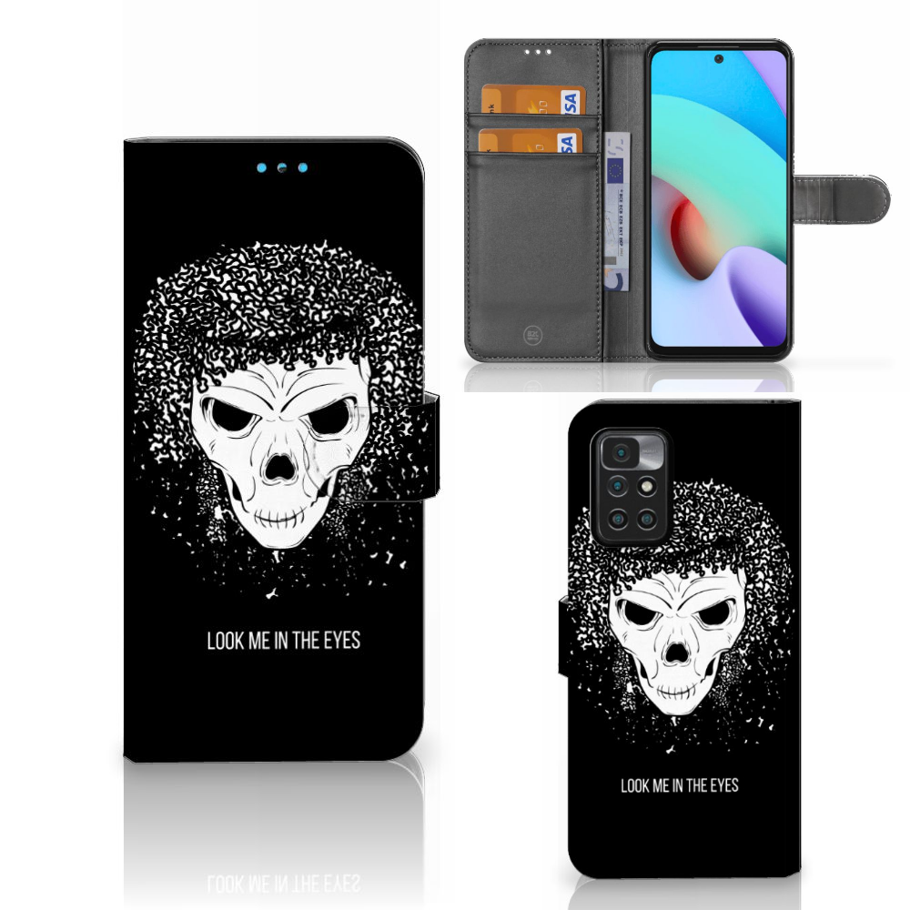 Telefoonhoesje met Naam Xiaomi Redmi 10 Skull Hair
