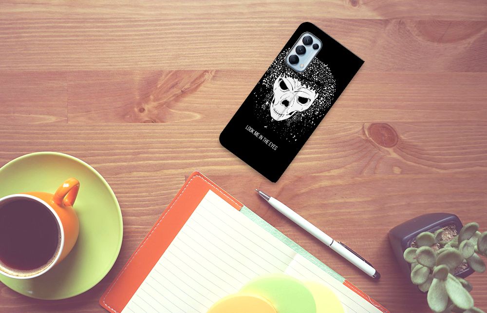 Mobiel BookCase OPPO Find X3 Lite Skull Hair
