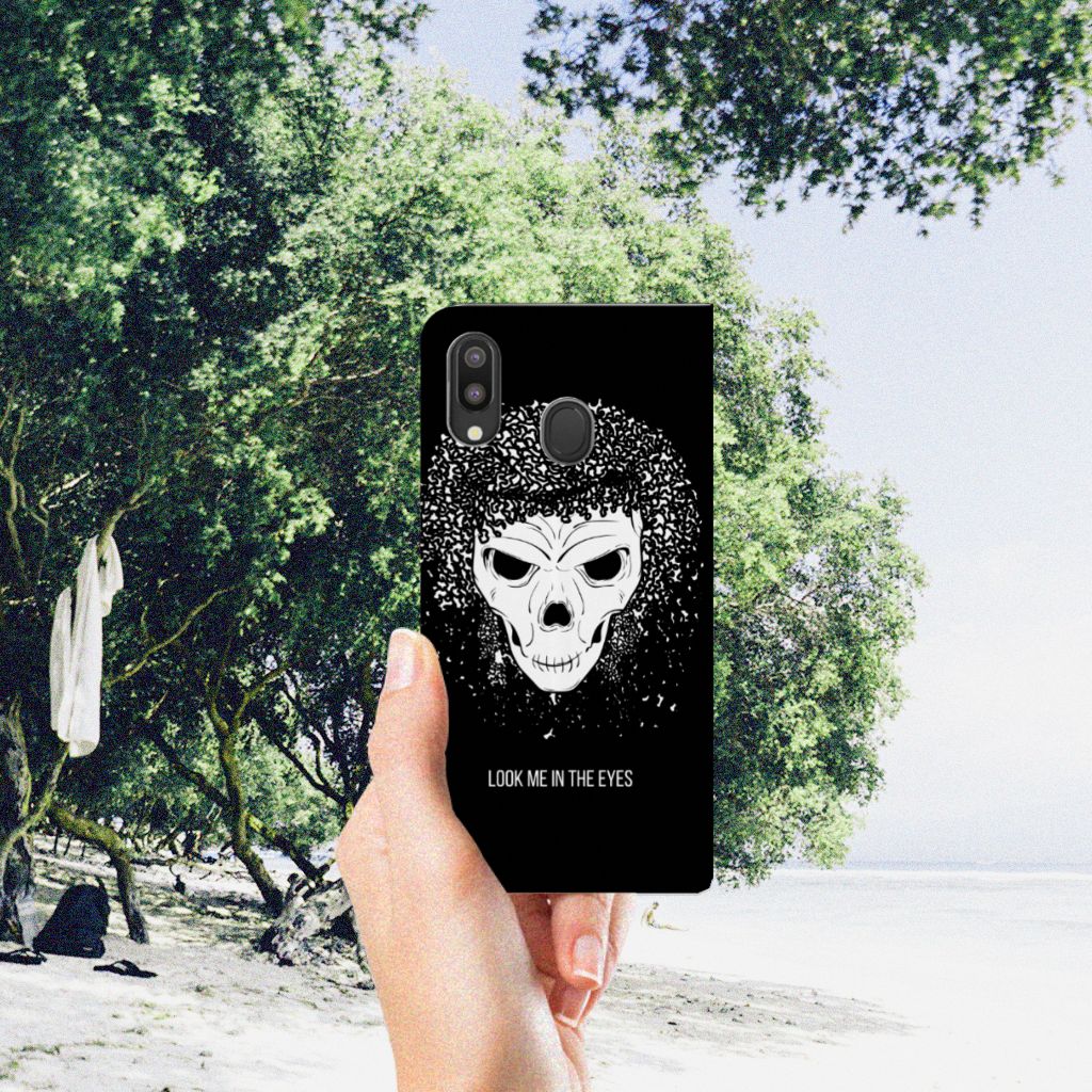 Mobiel BookCase Samsung Galaxy M20 Skull Hair