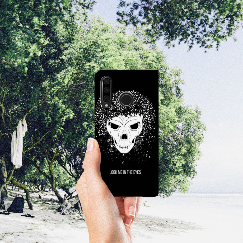 Mobiel BookCase Huawei P30 Lite New Edition Skull Hair