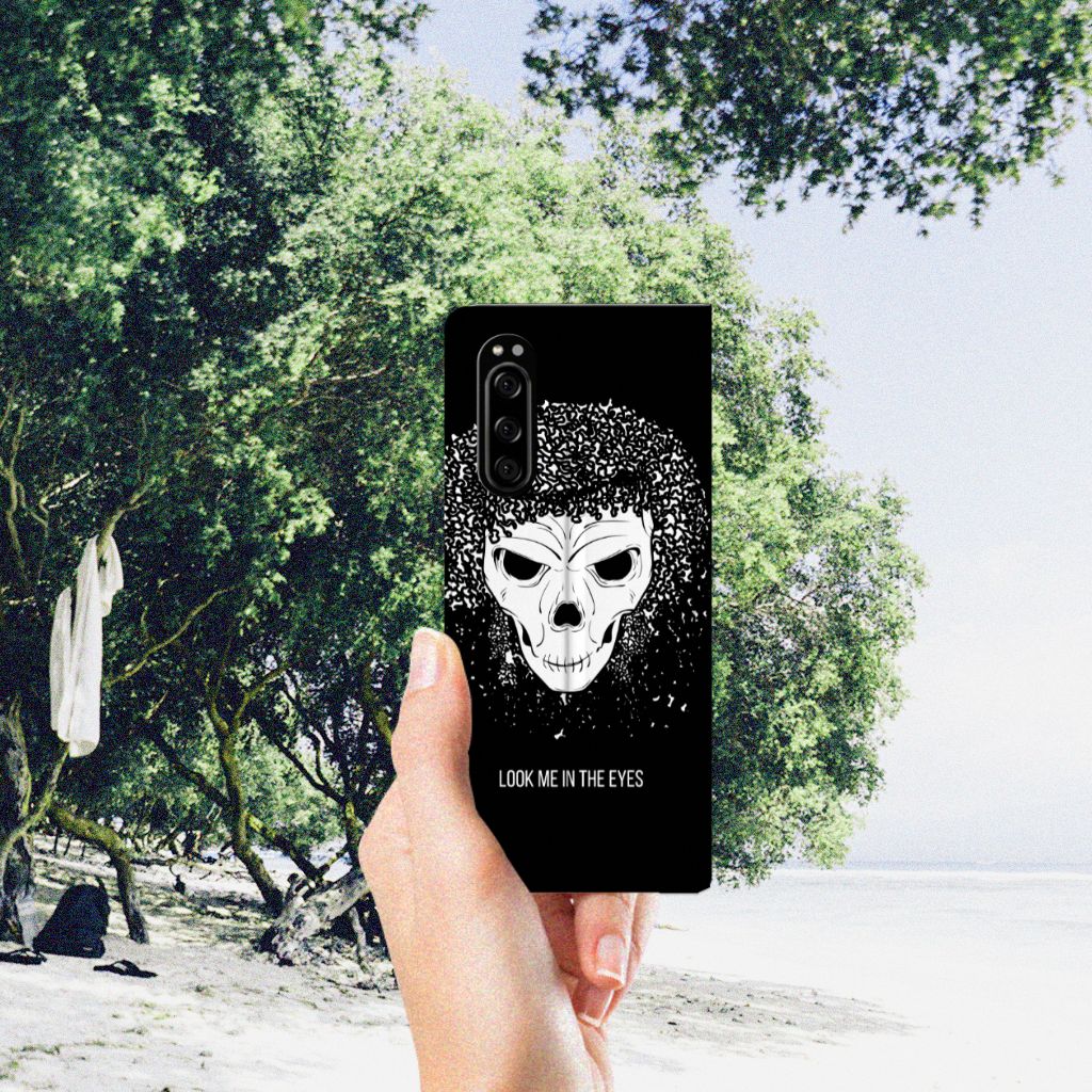 Mobiel BookCase Sony Xperia 5 Skull Hair
