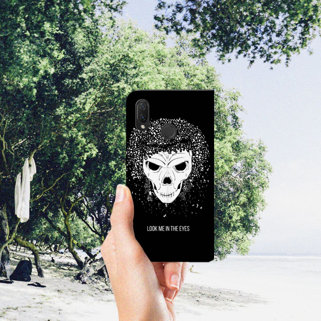 Mobiel BookCase Huawei P Smart Plus Skull Hair