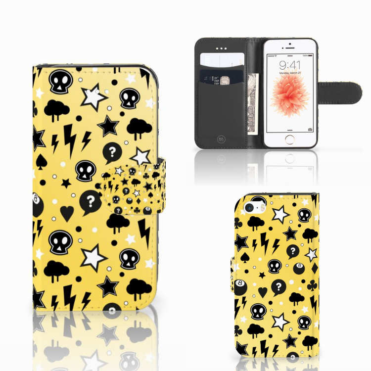 Apple iPhone 5 | 5s | SE Uniek Boekhoesje Punk Yellow