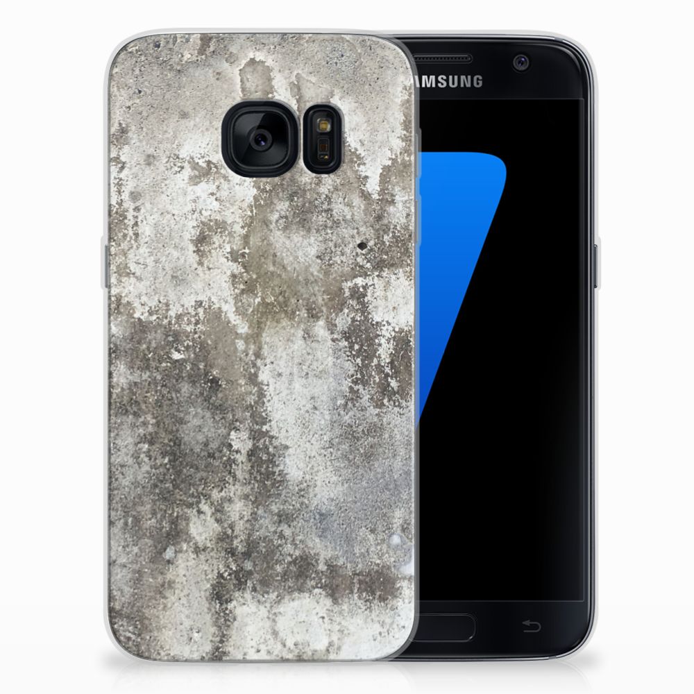Samsung Galaxy S7 TPU Siliconen Hoesje Beton Print