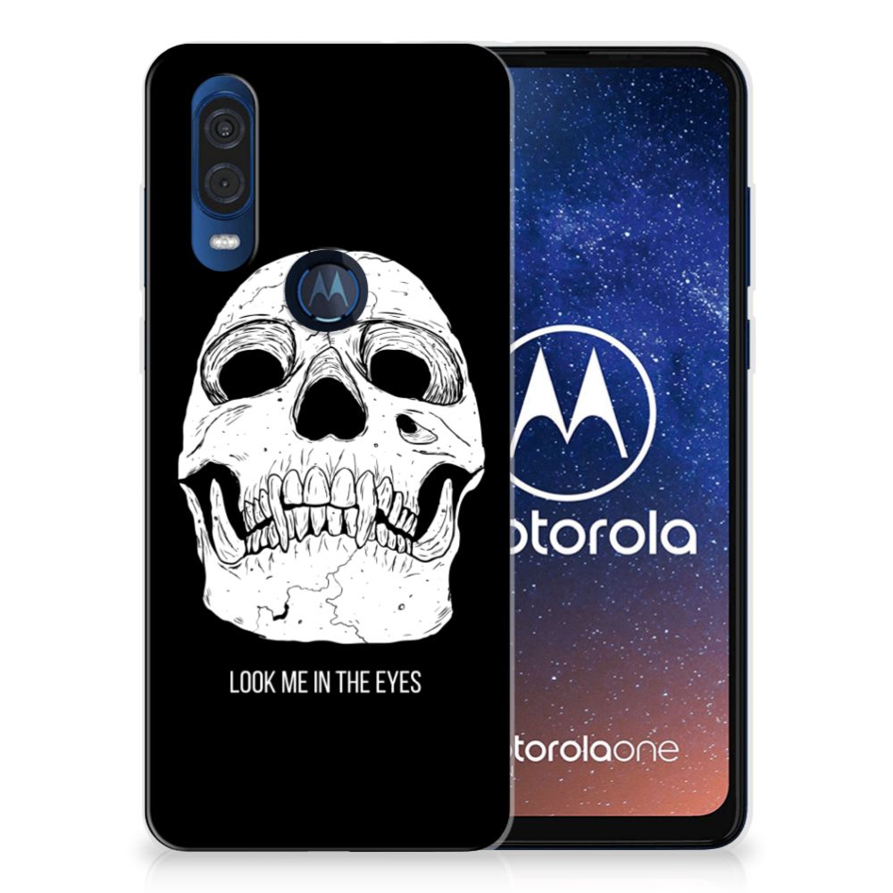 Silicone Back Case Motorola One Vision Skull Eyes