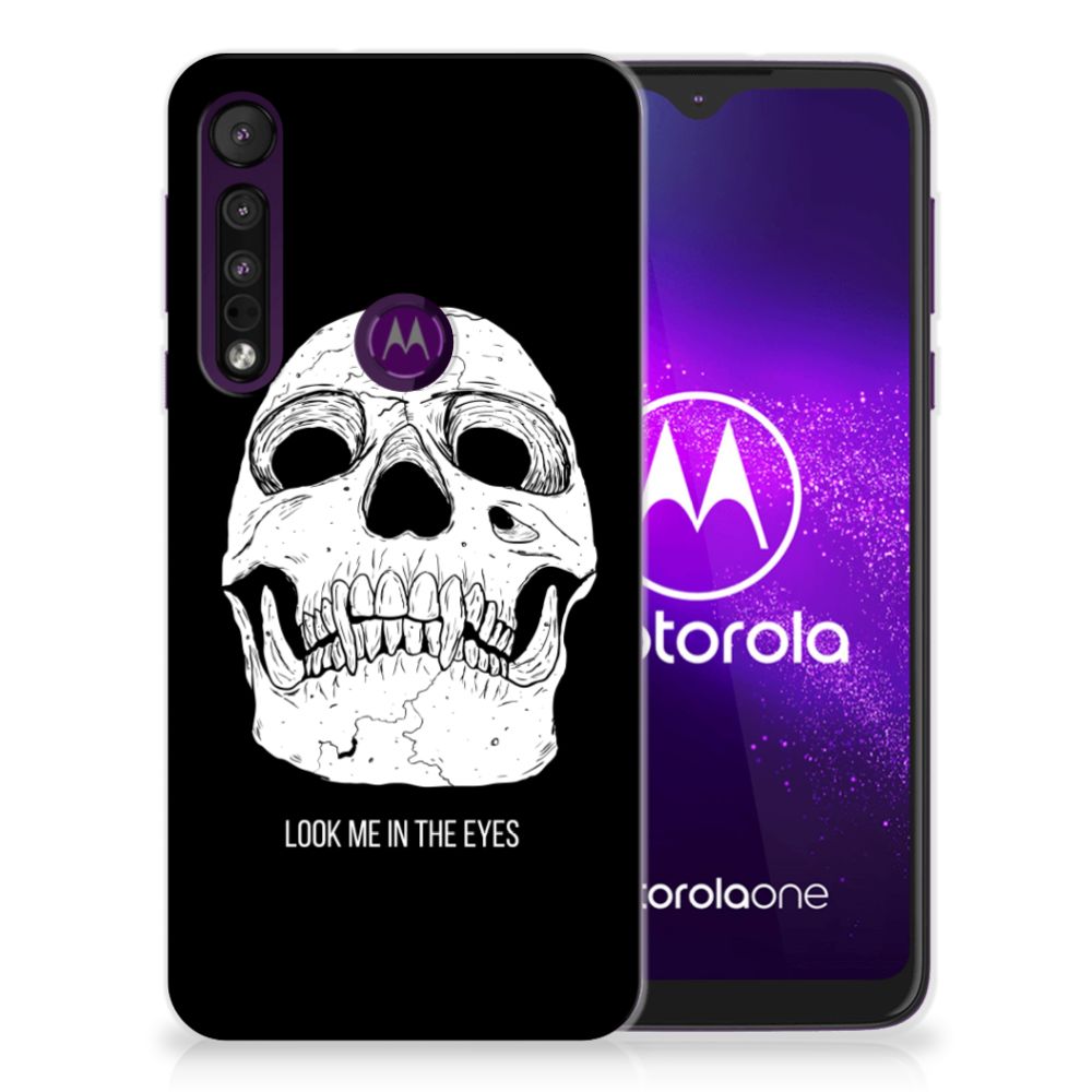 Silicone Back Case Motorola One Macro Skull Eyes