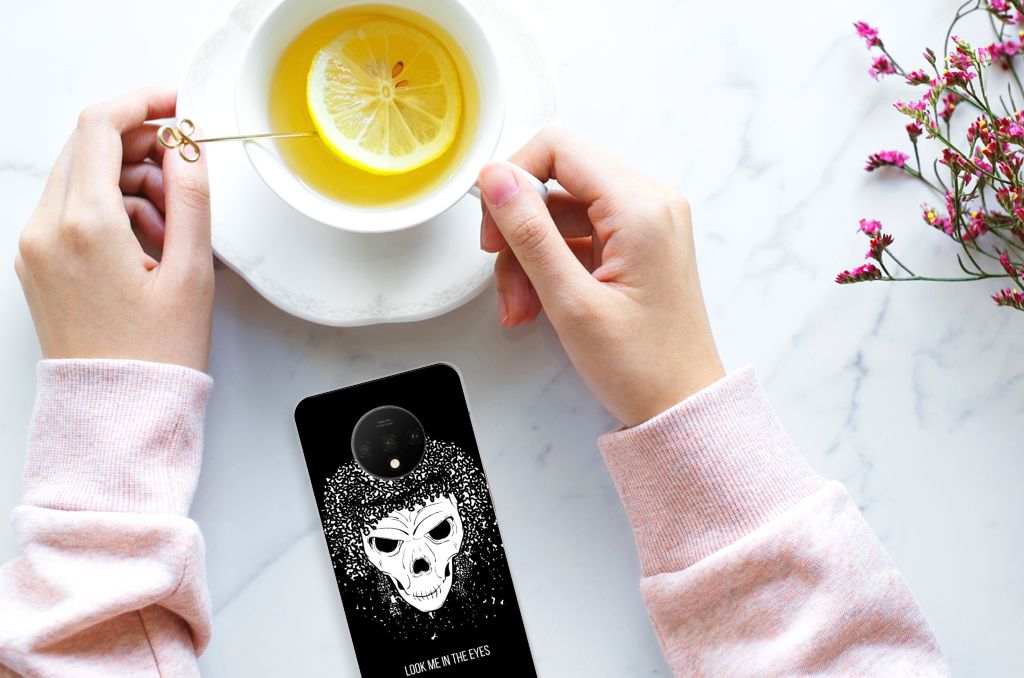 Silicone Back Case OnePlus 7T Skull Hair
