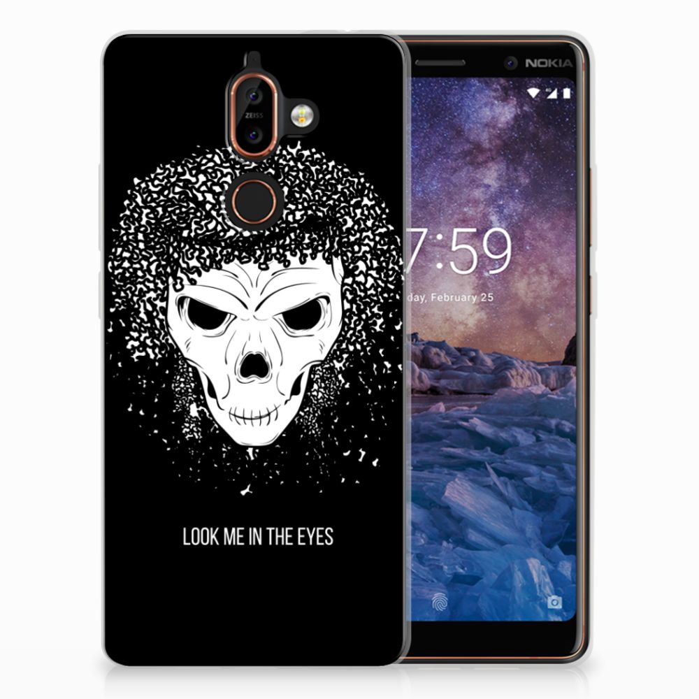 Silicone Back Case Nokia 7 Plus Skull Hair