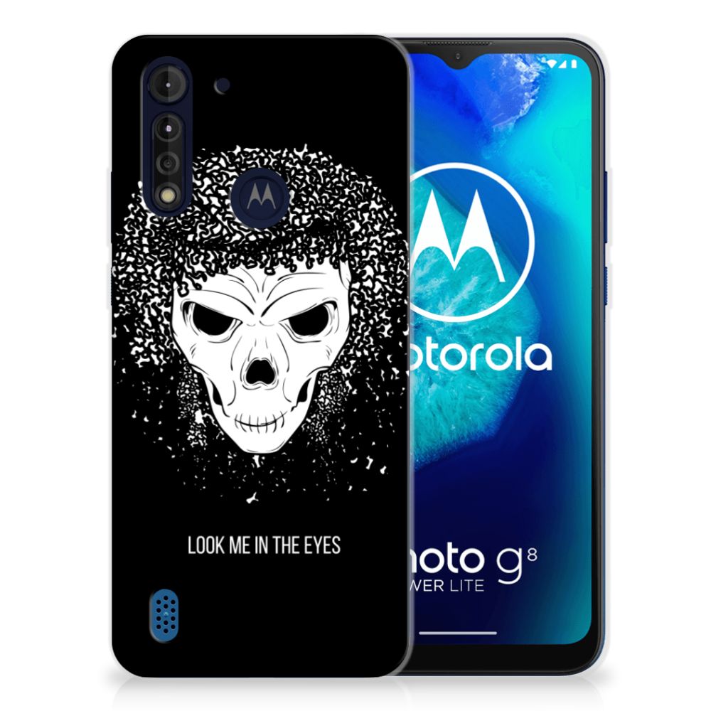 Silicone Back Case Motorola Moto G8 Power Lite Skull Hair