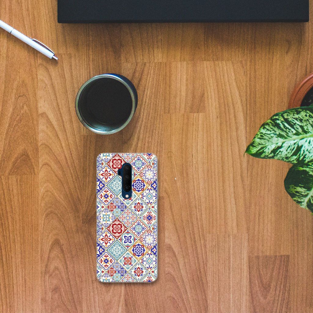 OnePlus 7T Pro TPU Siliconen Hoesje Tiles Color