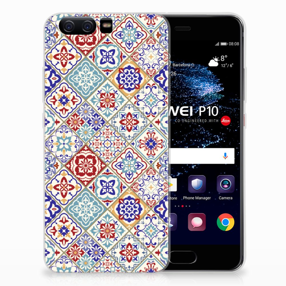 Huawei P10 TPU Siliconen Hoesje Tiles Color
