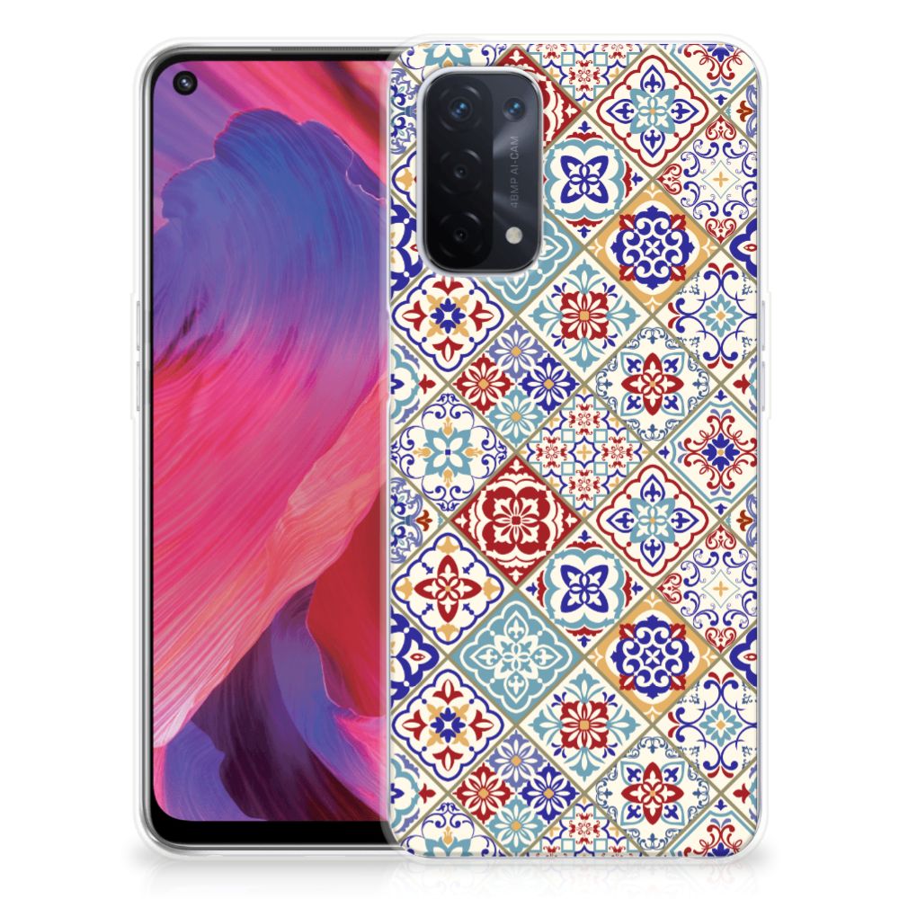 OPPO A74 5G | A54 5G TPU Siliconen Hoesje Tiles Color