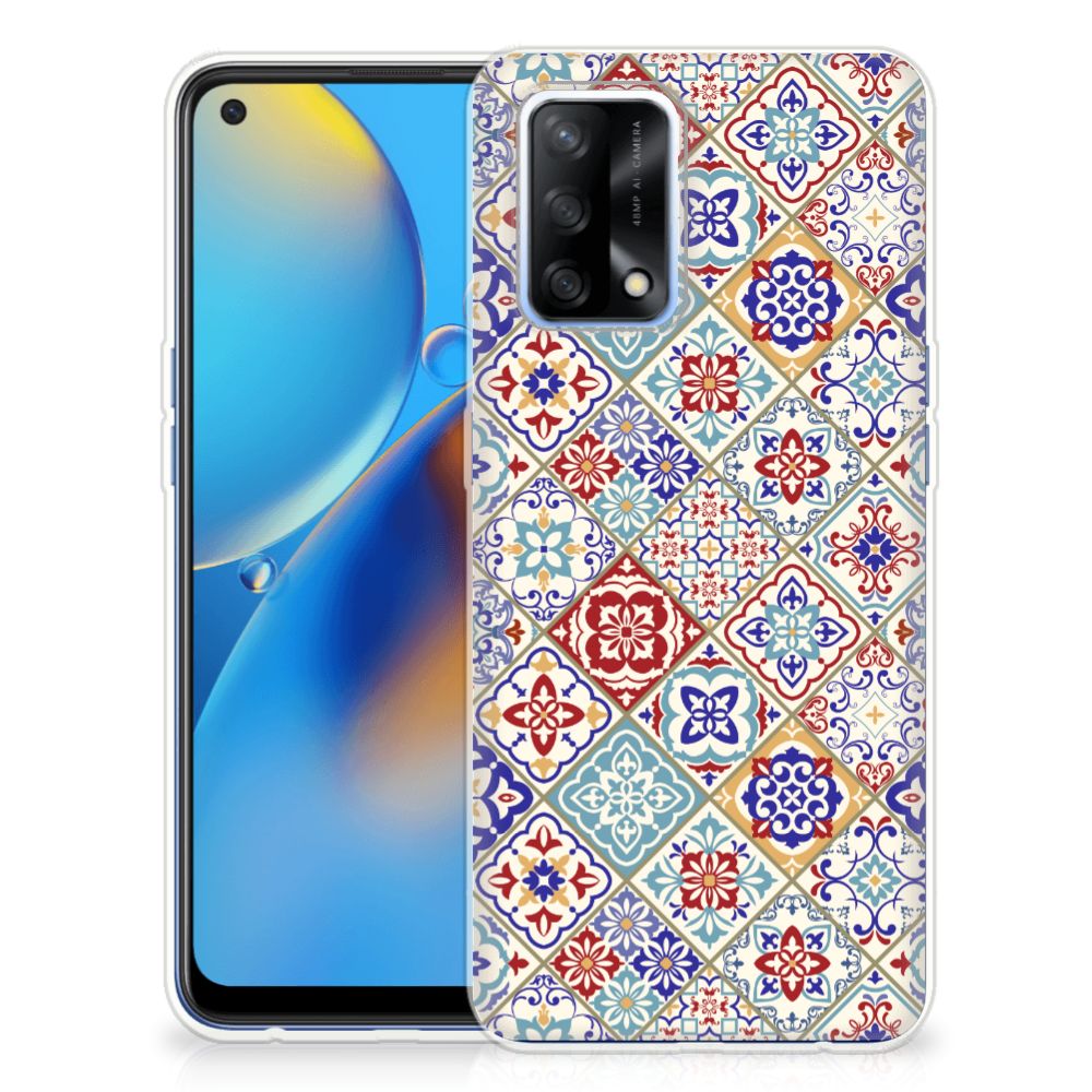 OPPO A74 4G TPU Siliconen Hoesje Tiles Color