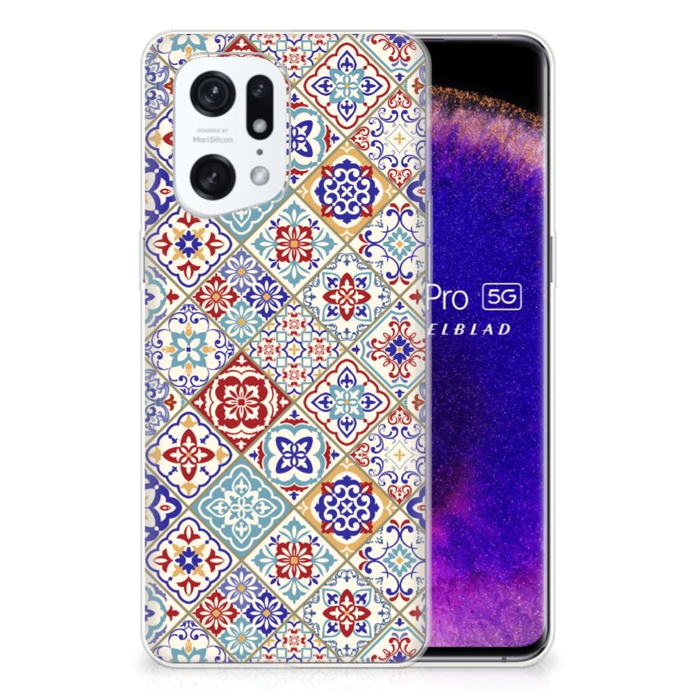 OPPO Find X5 Pro TPU Siliconen Hoesje Tiles Color