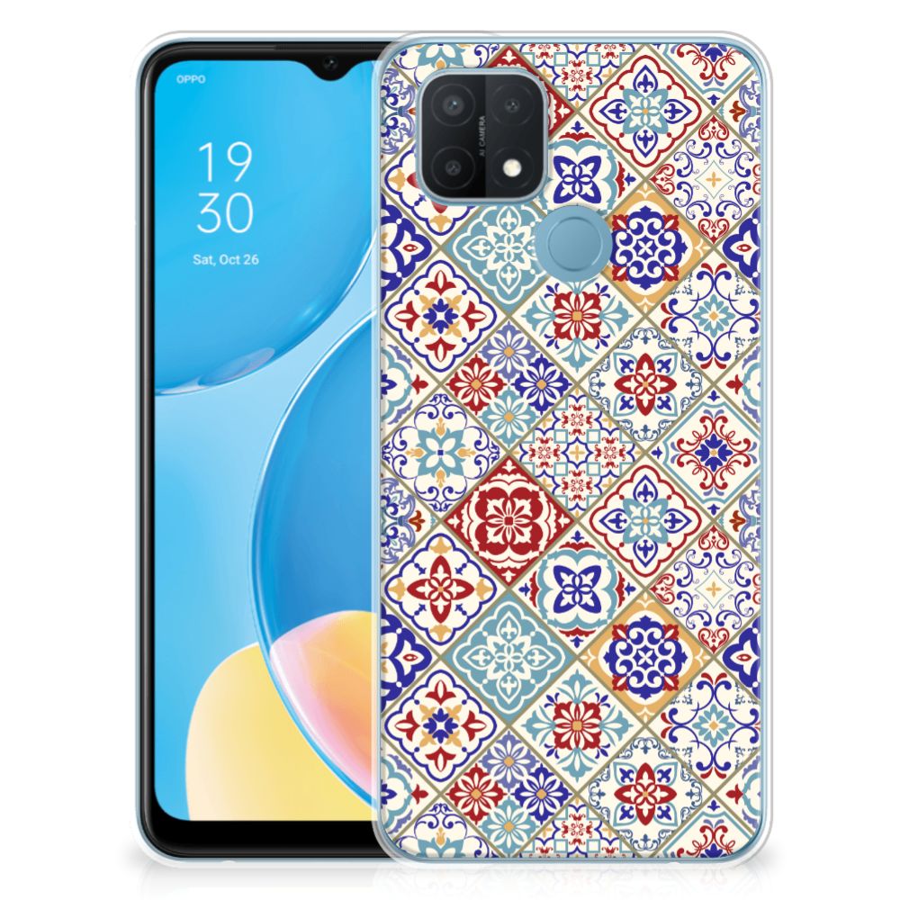 OPPO A15 TPU Siliconen Hoesje Tiles Color
