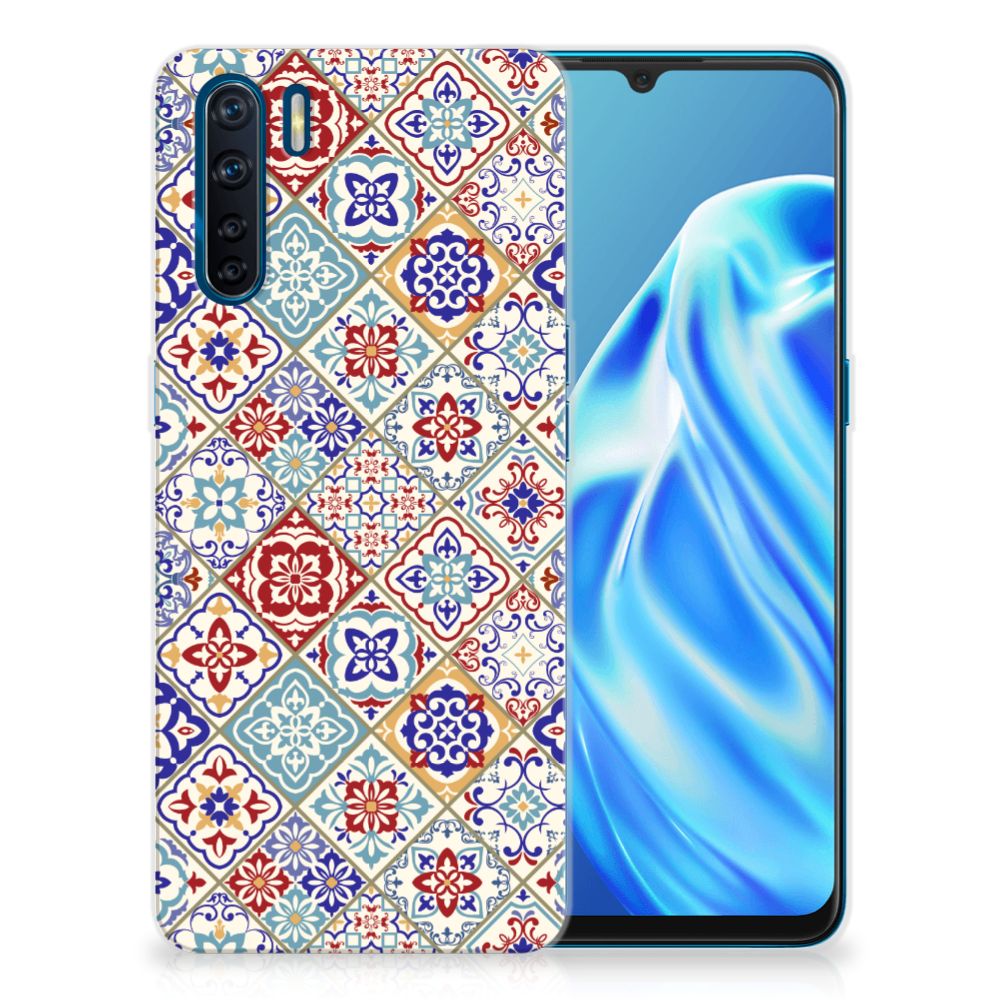 OPPO A91 TPU Siliconen Hoesje Tiles Color
