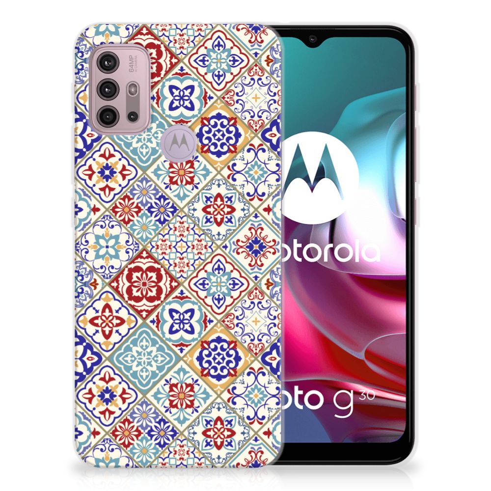 Motorola Moto G30 | G10 TPU Siliconen Hoesje Tiles Color