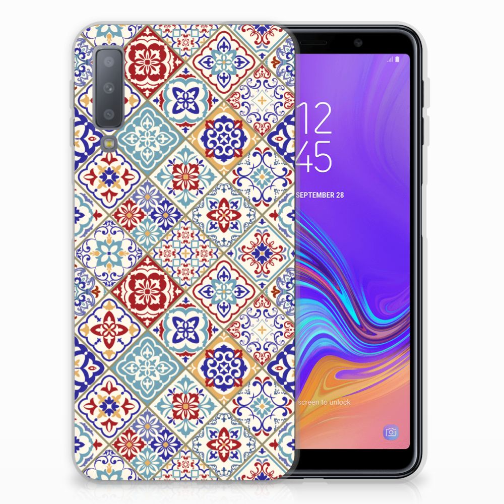 Samsung Galaxy A7 (2018) TPU Siliconen Hoesje Tiles Color