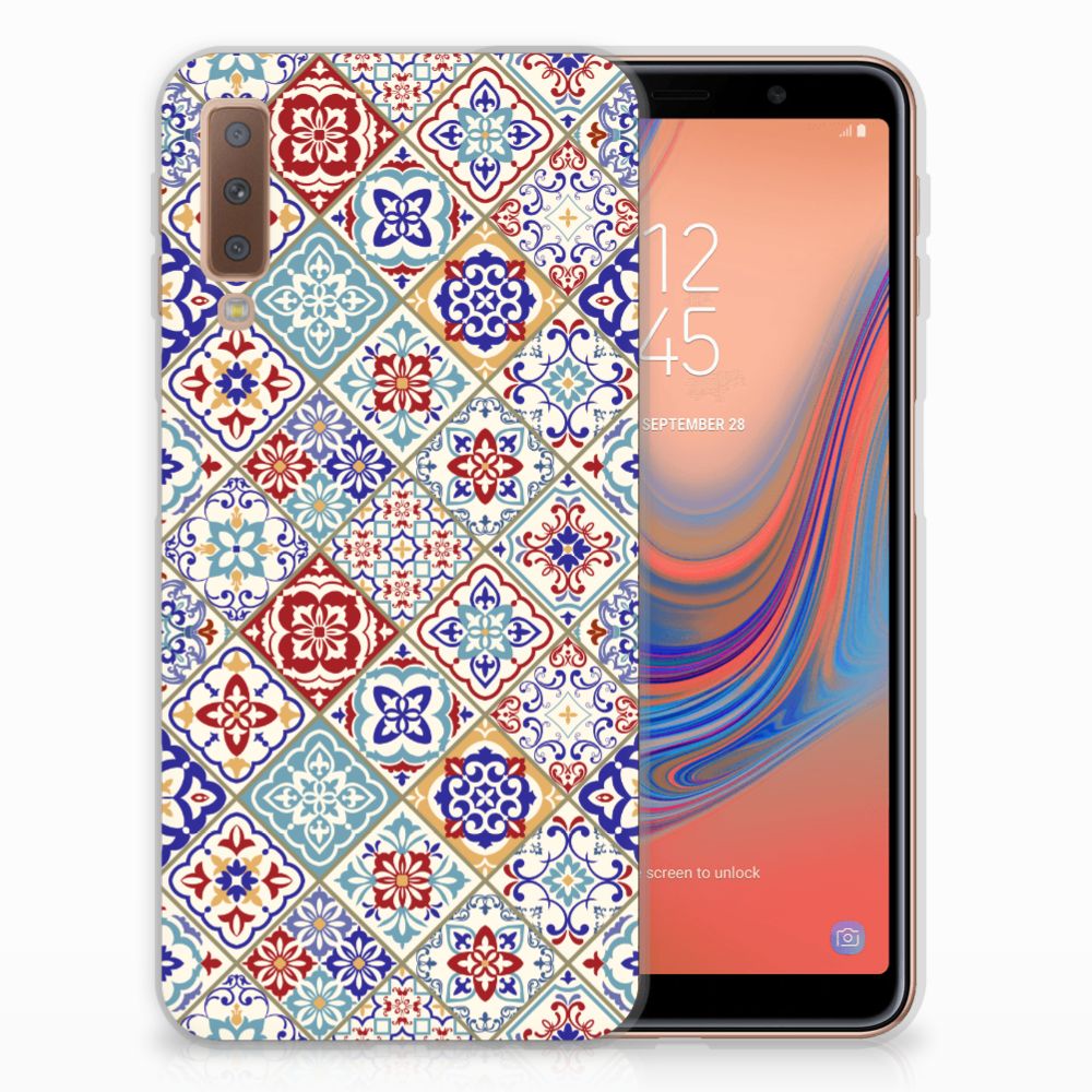 Samsung Galaxy A7 (2018) TPU Siliconen Hoesje Tiles Color