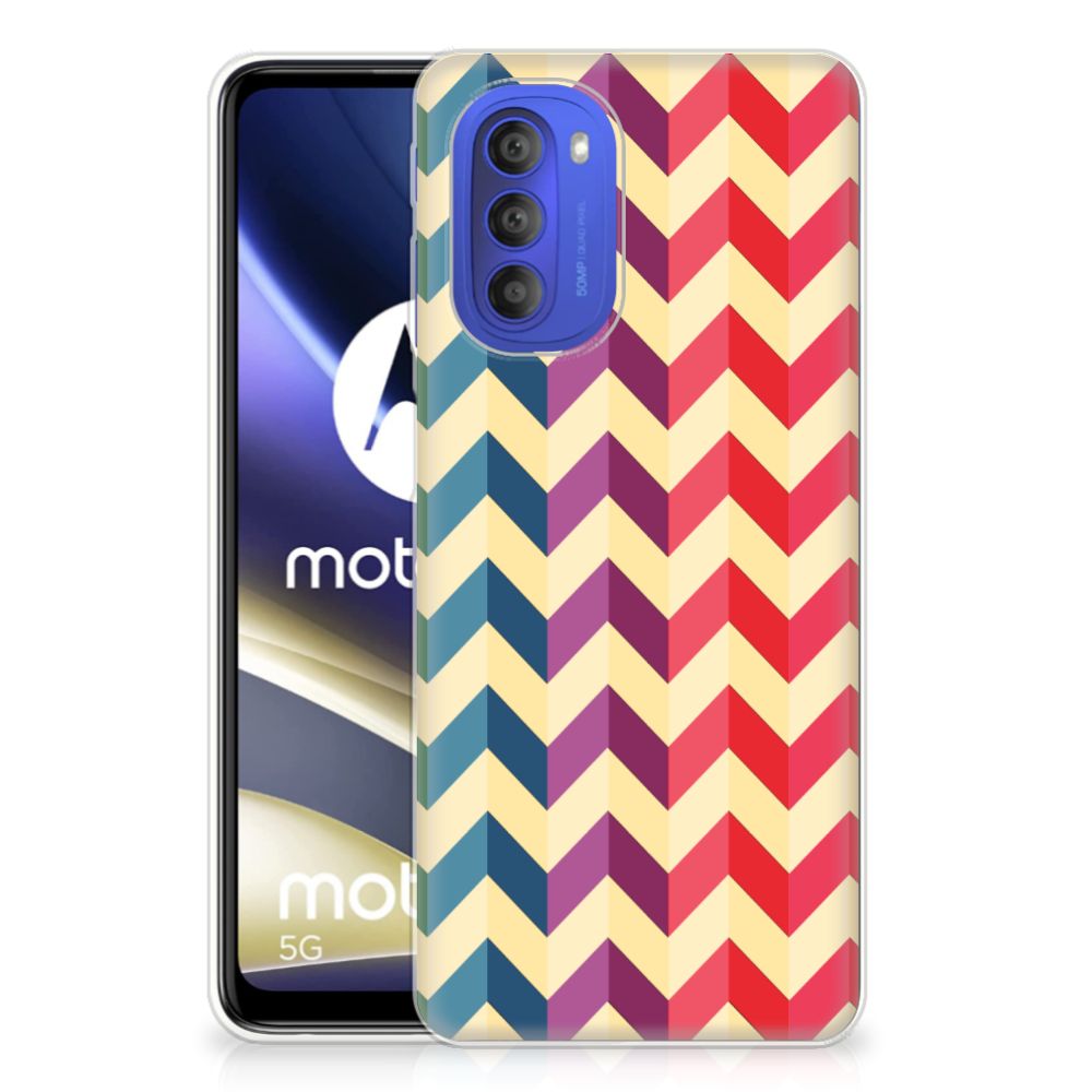 Motorola Moto G51 5G TPU bumper Zigzag Multi Color