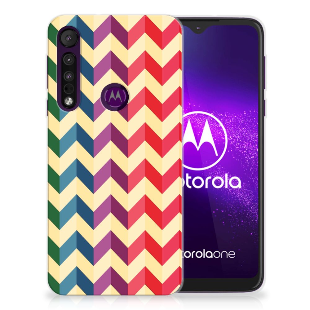 Motorola One Macro TPU bumper Zigzag Multi Color