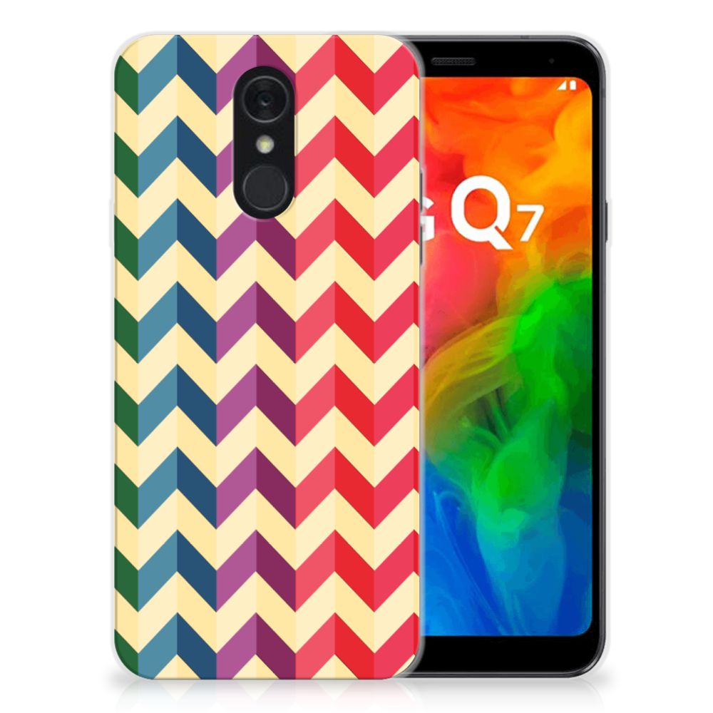 LG Q7 TPU bumper Zigzag Multi Color