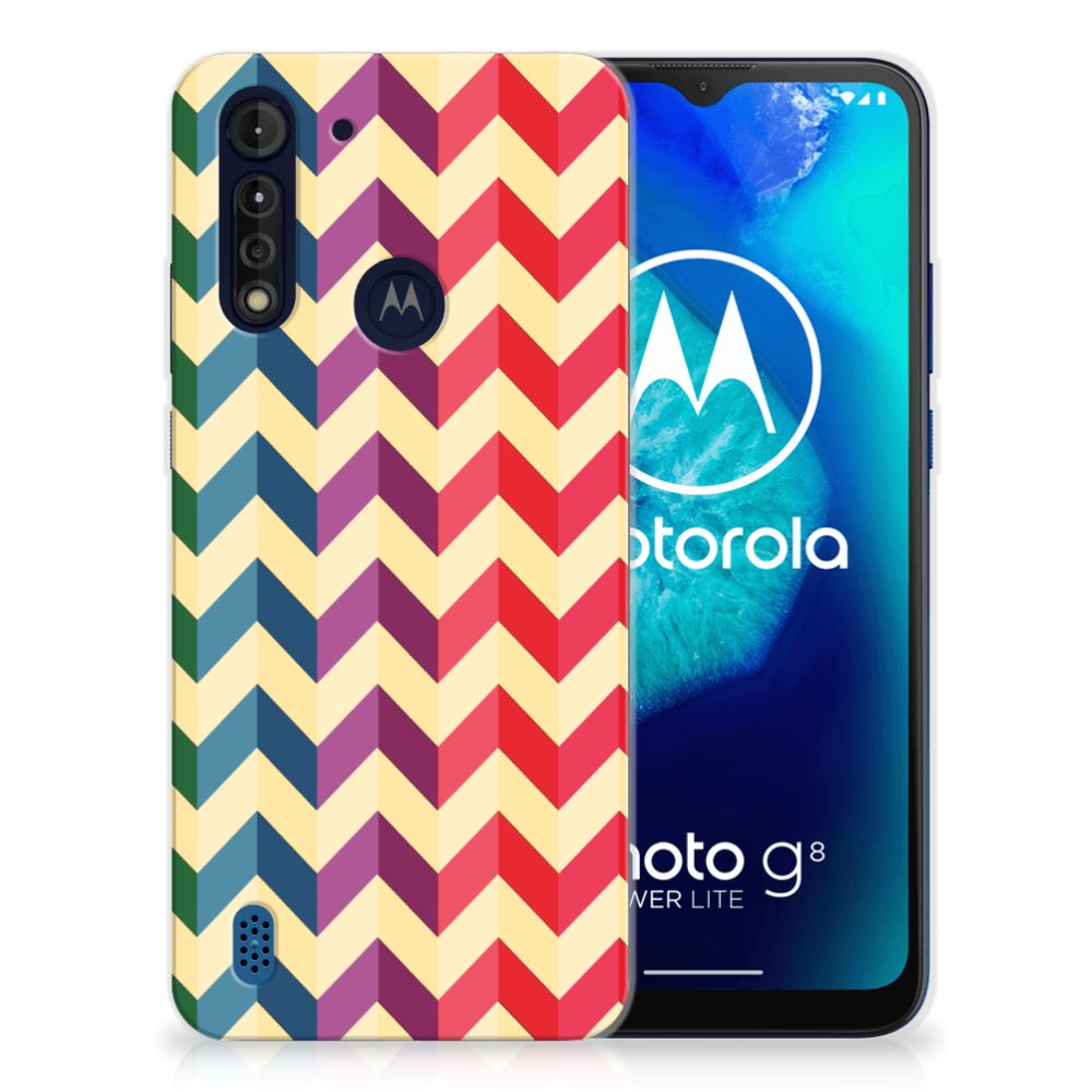 Motorola Moto G8 Power Lite TPU bumper Zigzag Multi Color