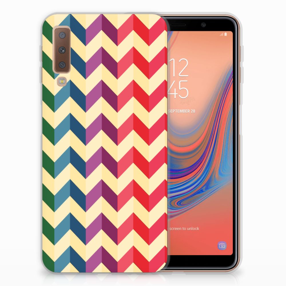 Samsung Galaxy A7 (2018) TPU bumper Zigzag Multi Color