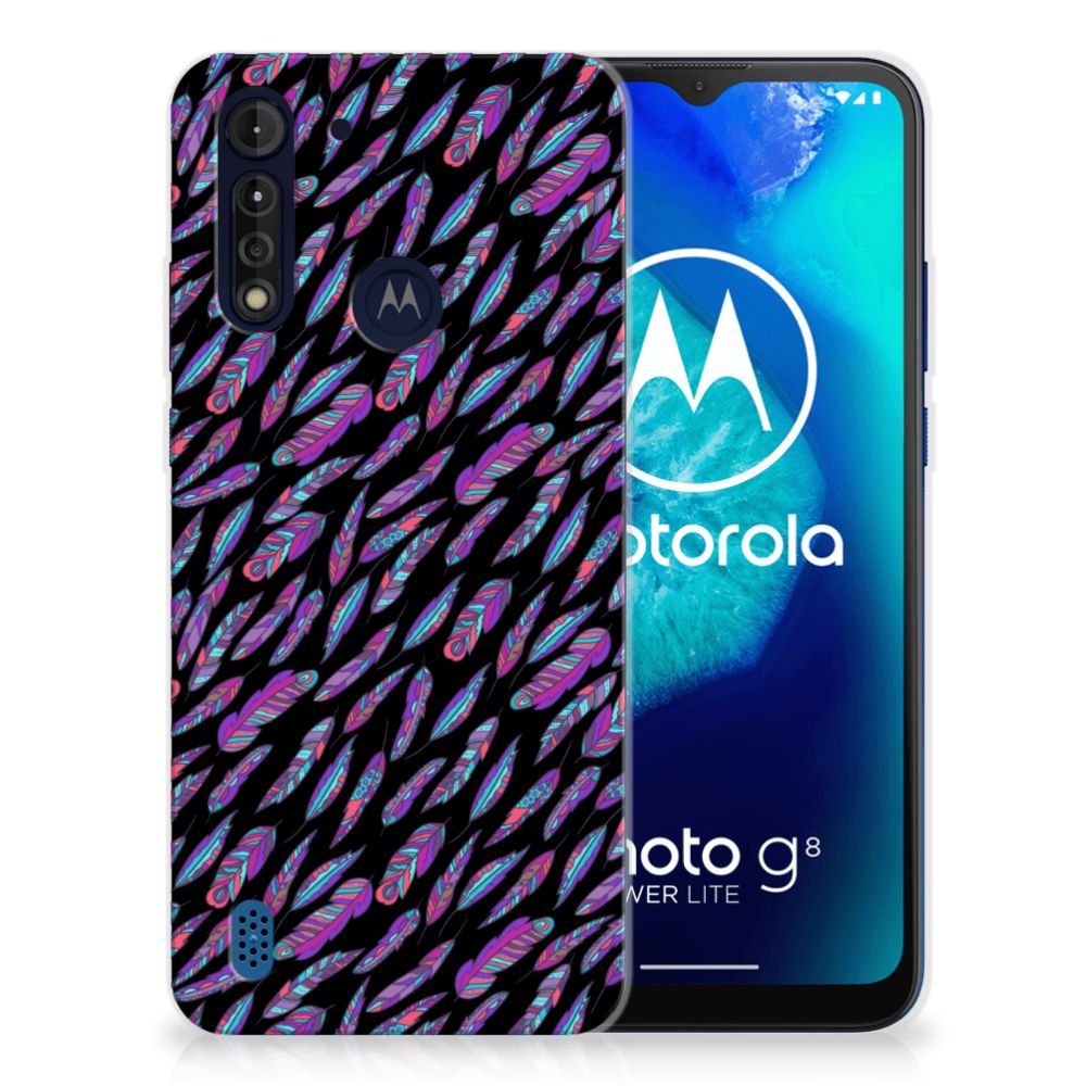 Motorola Moto G8 Power Lite TPU bumper Feathers Color