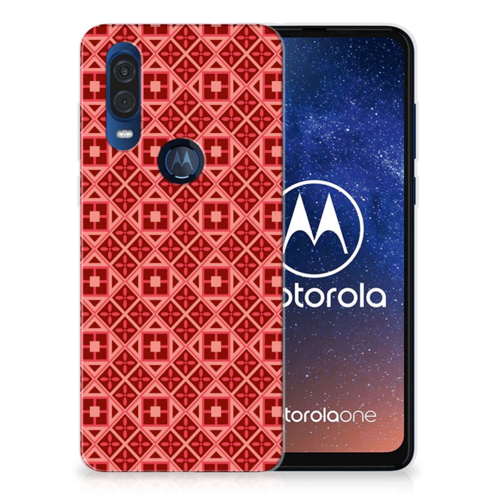 Motorola One Vision TPU bumper Batik Rood