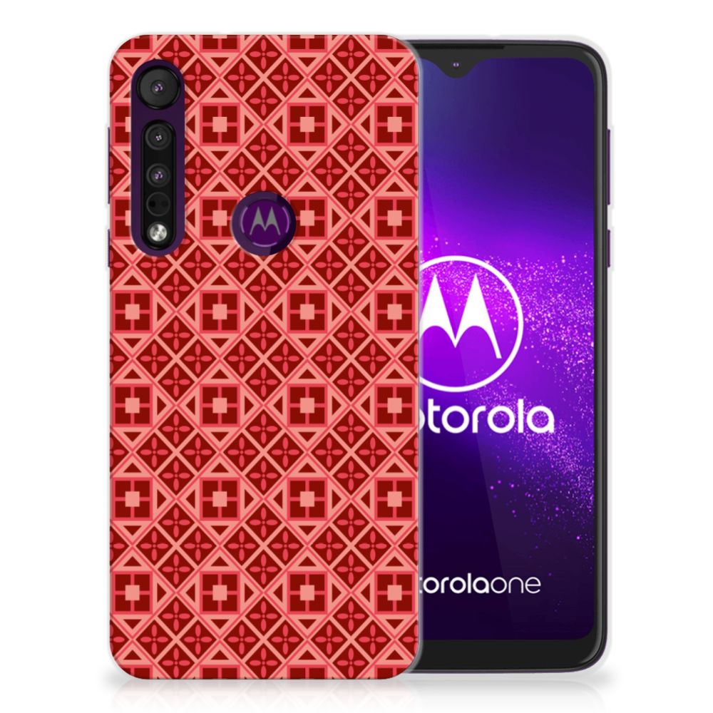 Motorola One Macro TPU bumper Batik Rood