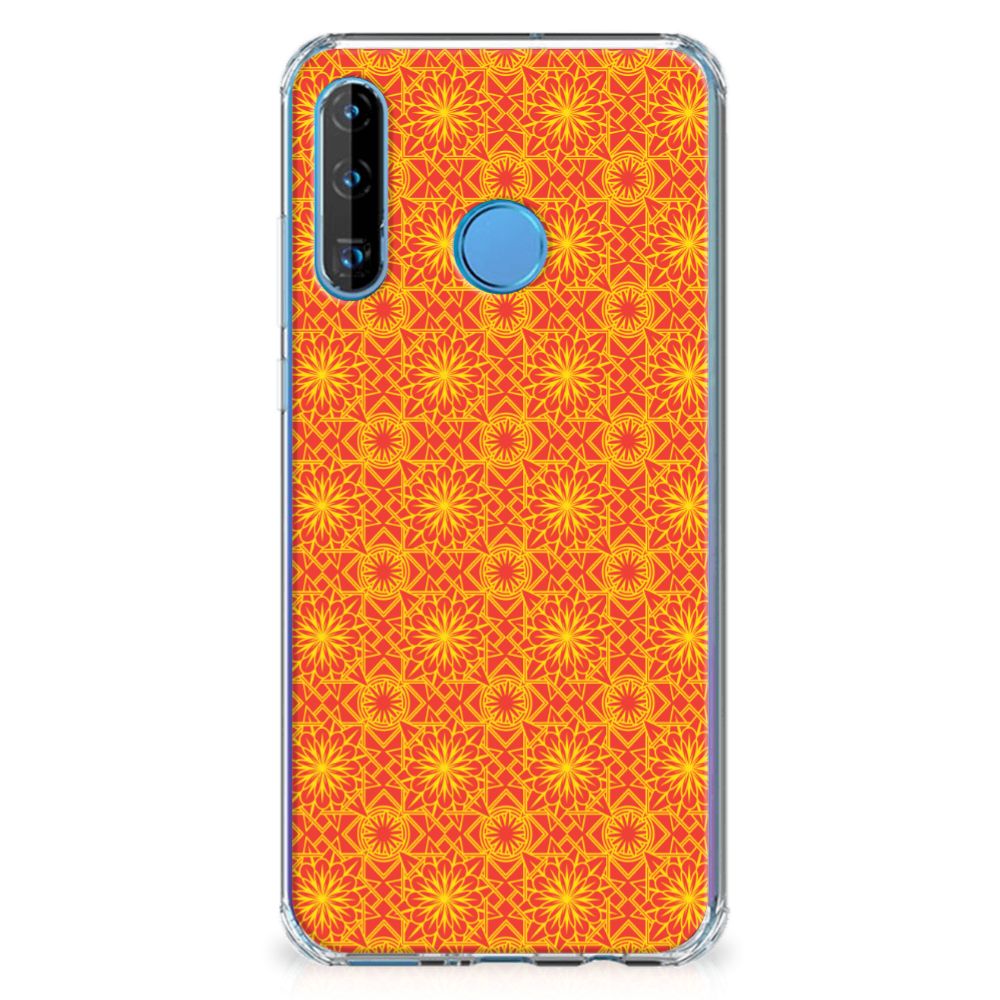 Huawei P30 Lite Doorzichtige Silicone Hoesje Batik Oranje